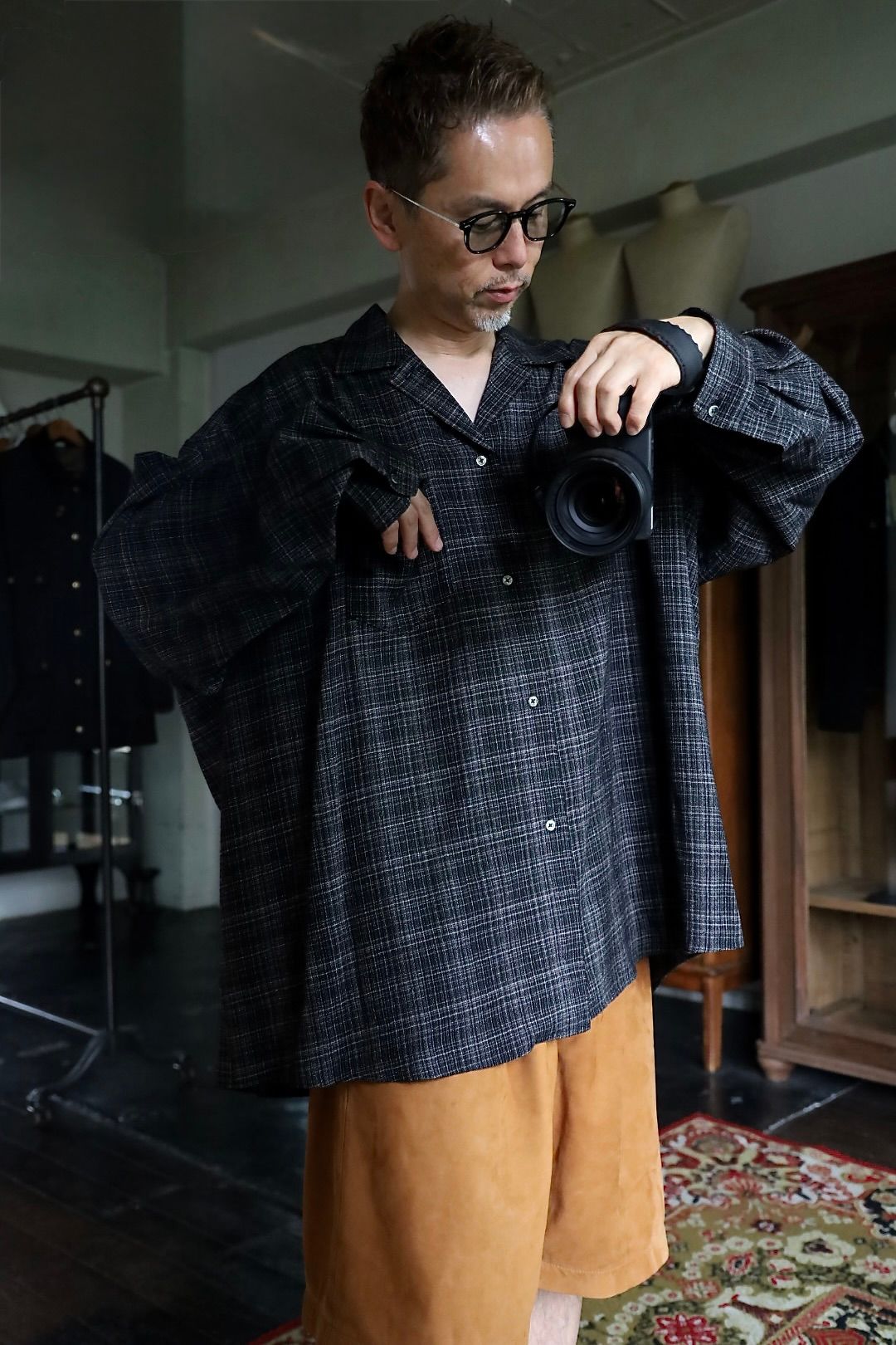 Graphpaper Extra Fine Wool Lawn L/S Sleeping Shirtスタイル