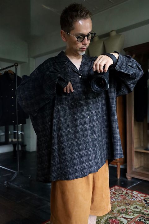 Graphpaper Extra Fine Wool Lawn L/S Sleeping Shirtスタイル