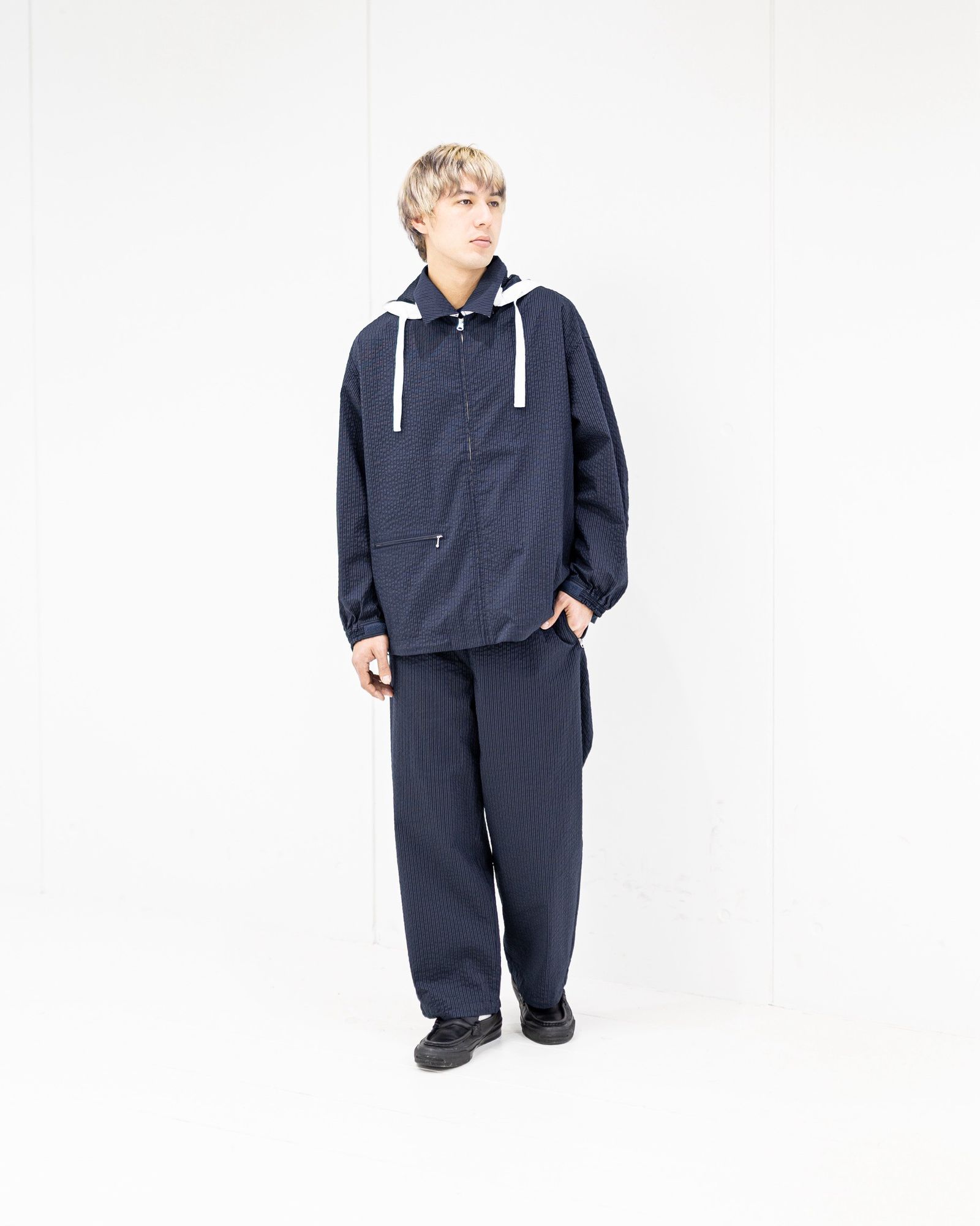 フレッシュサービス SEERSUCKER TRACK PANTS (FSC261-40227)NAVYxBLACK