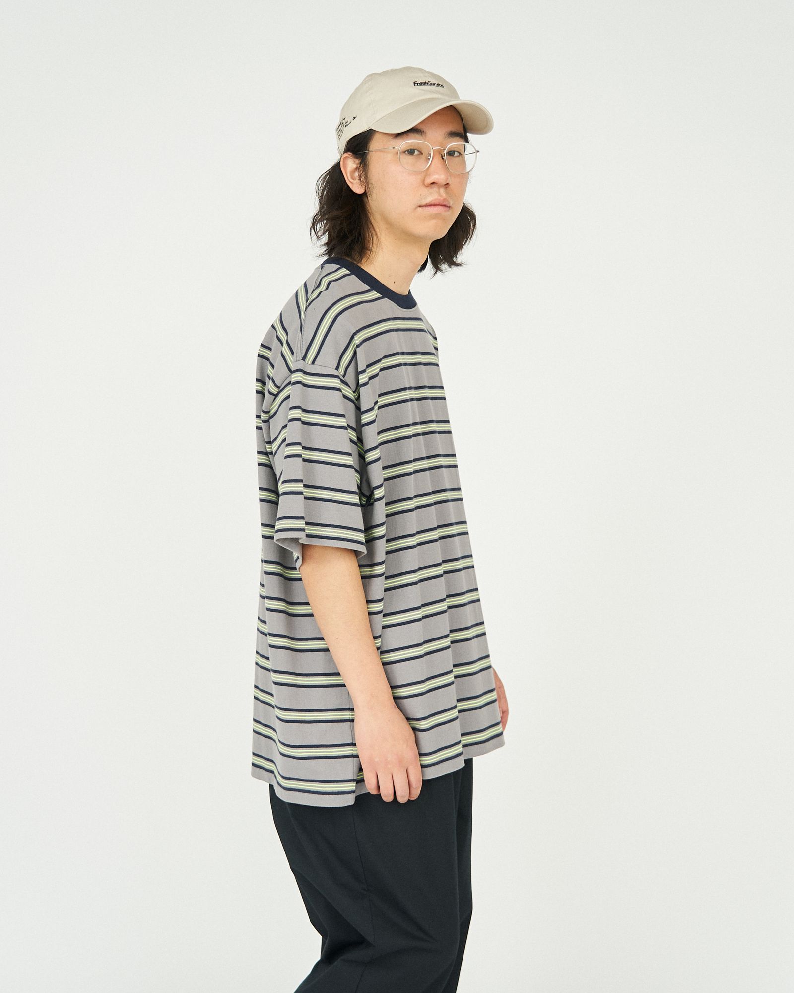 フレッシュサービス MULTI BORDER S/S TEE(FSC251-70121)GRAY