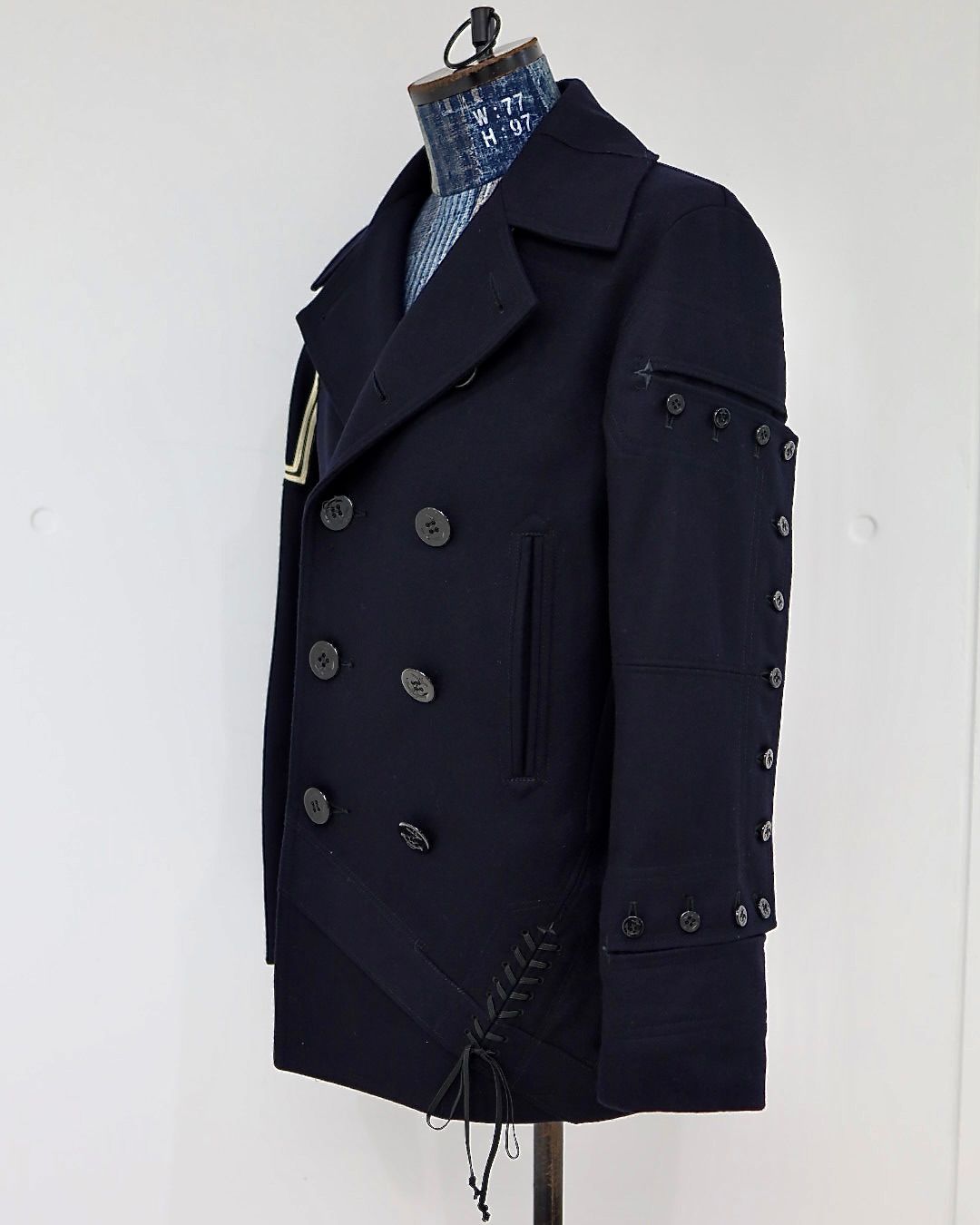 ジュンヤワタナベマン 26FW ウールナイロンメルトン NEEDLES Wネーム Pコート (WR-J105-051)NAVY☆10月2日(金)発売！