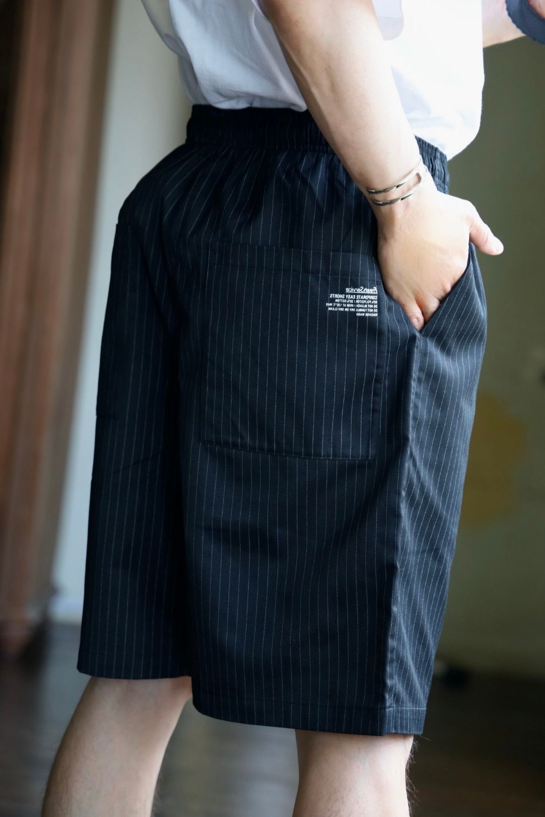 フレッシュサービス CORPORATE EASY SHORTS(BLACK STRIPE)