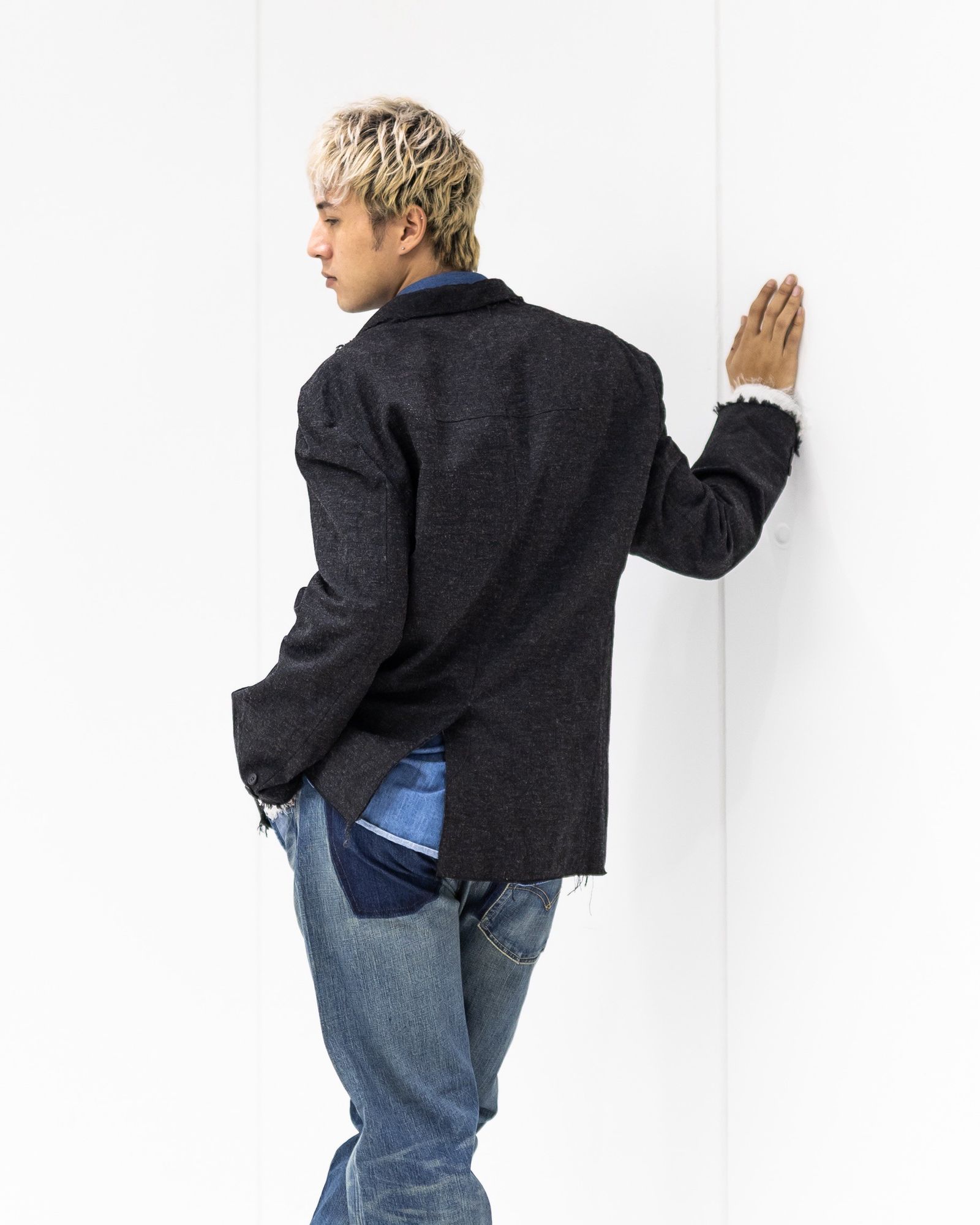 コムデギャルソンオム ウールエステルヘリンボーンジャケット MARK スタイル