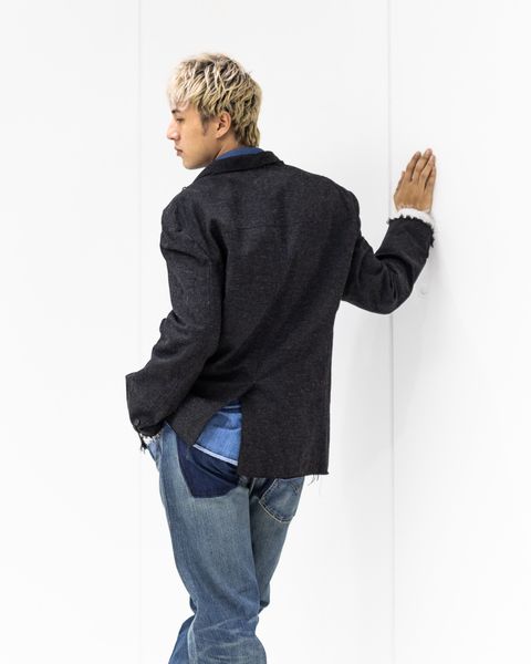 コムデギャルソンオム ウールエステルヘリンボーンジャケット MARK スタイル