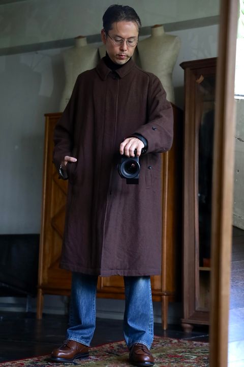 blurhms Classic Wool Balmacaan Coat"BROWN"スタイル.2025.10.13.