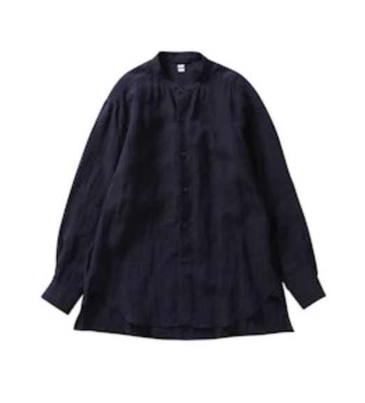 blurhms 25FW Linen Band-collar Shirt(BHS25F021)black