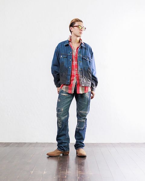 YOKE HAND PAINTED DENIM TRUCKER JACKET ミックススタイル