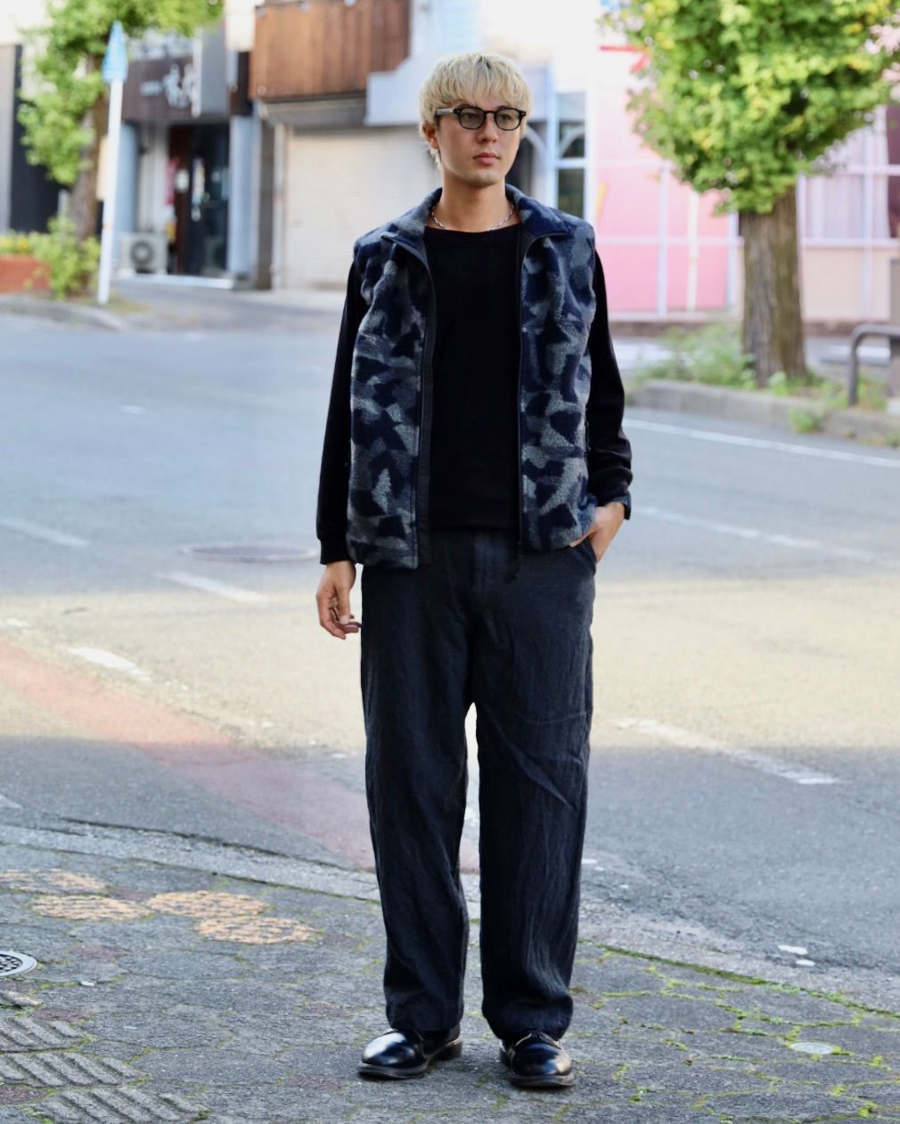 コムデギャルソンオム ウールボアフリースベスト(HR-T017-051)NAVY×GRAY☆10月2日(金)発売！
