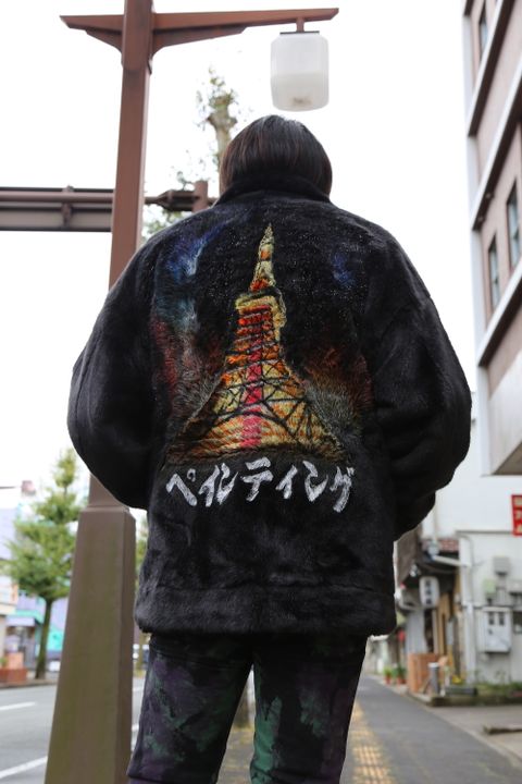 doublet HAND-PAINTED FUR JACKET"BLACK"style.2020.10.17.