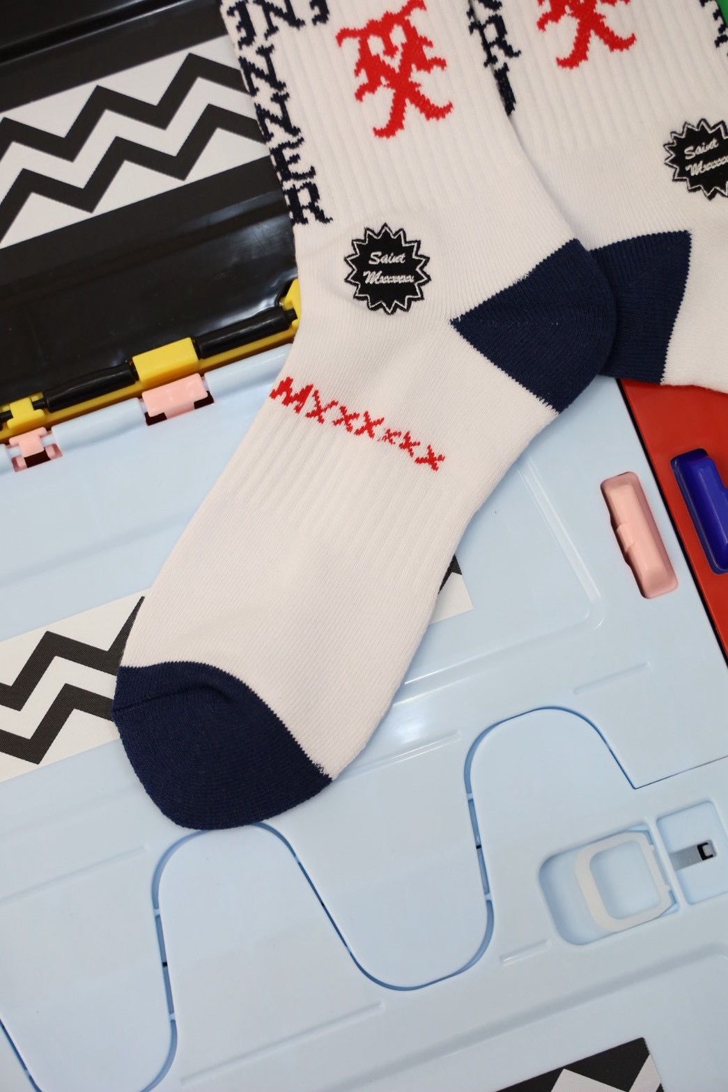 セントマイケル SINNER SOCKS (SM-HR1-0000-108)WHITE/RED/BLUE★10月11日(土)発売！