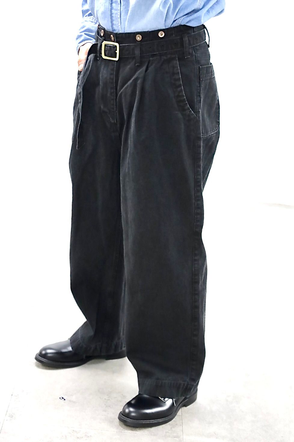 Gurank グランク 26SS ベルテッドワークパンツ CH belted work pants (2607HB) BLACK★新作発売！