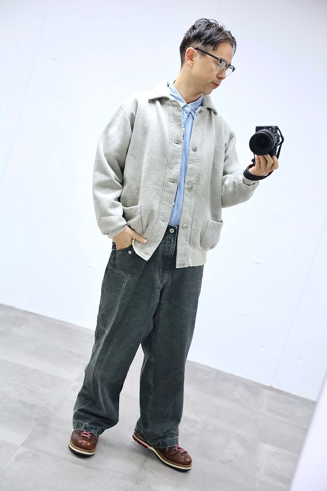 A.PRESSE 2026 STYLE1 Vintage Sweat Cardigan"GRAY"スタイル