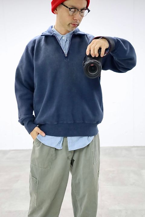 A.PRESSE 2026 STYLE1 Vintage Half Zip Sweatshirt"BLUE"スタイル