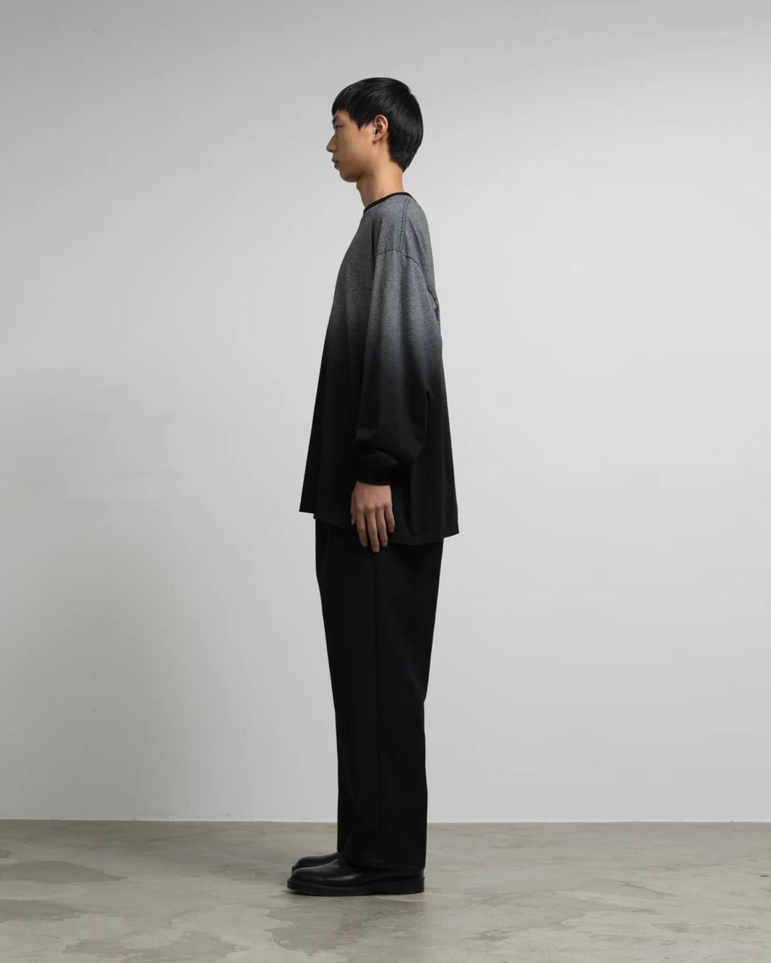 グラフペーパー 25AW Gradient Border L/S Tee(GU253-70511)BLACK☆8月9日(土)発売！