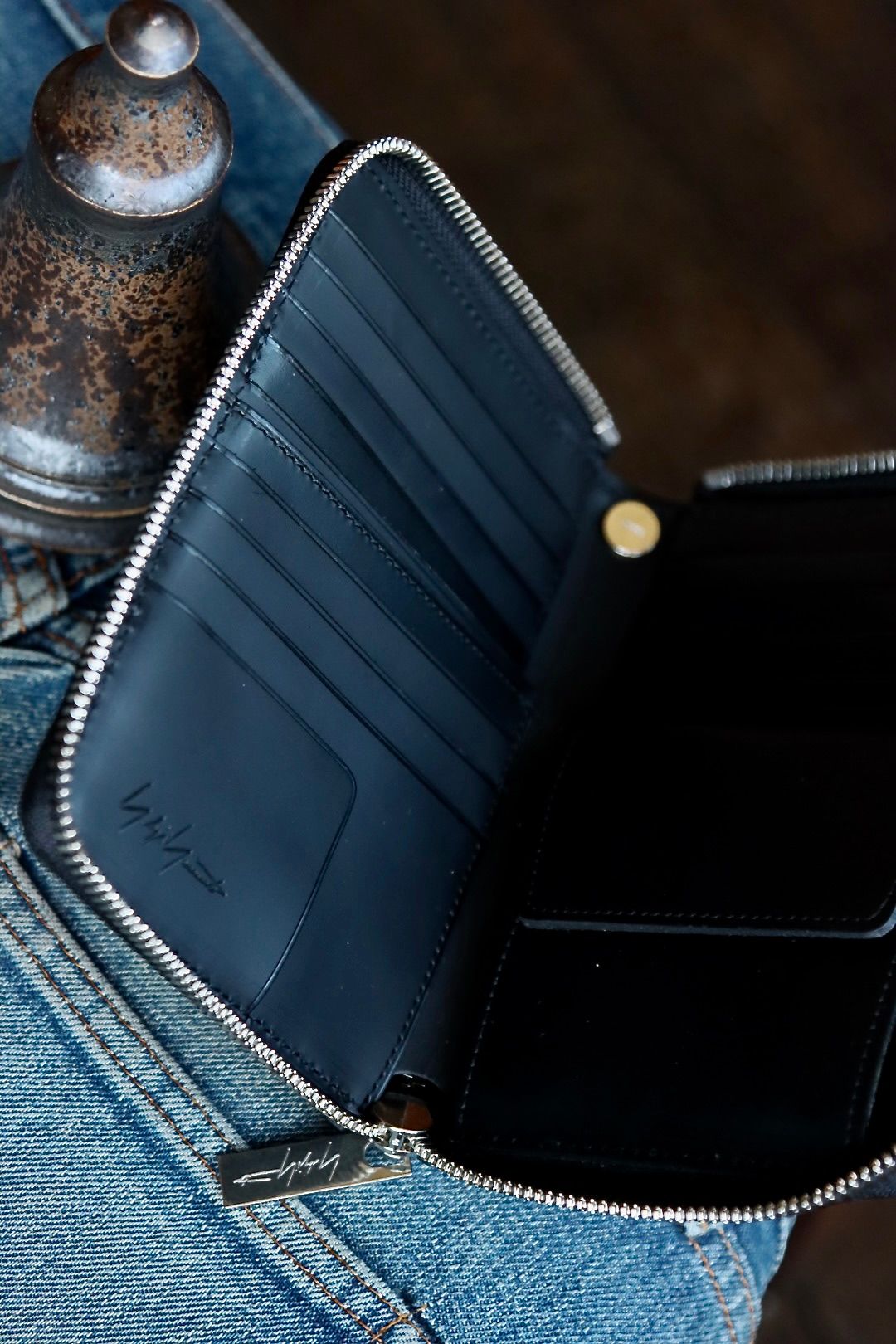 ヨウジヤマモト24SS THICK NATURAL FASTENER WALLET S(HS-A01-763-1)BLACK