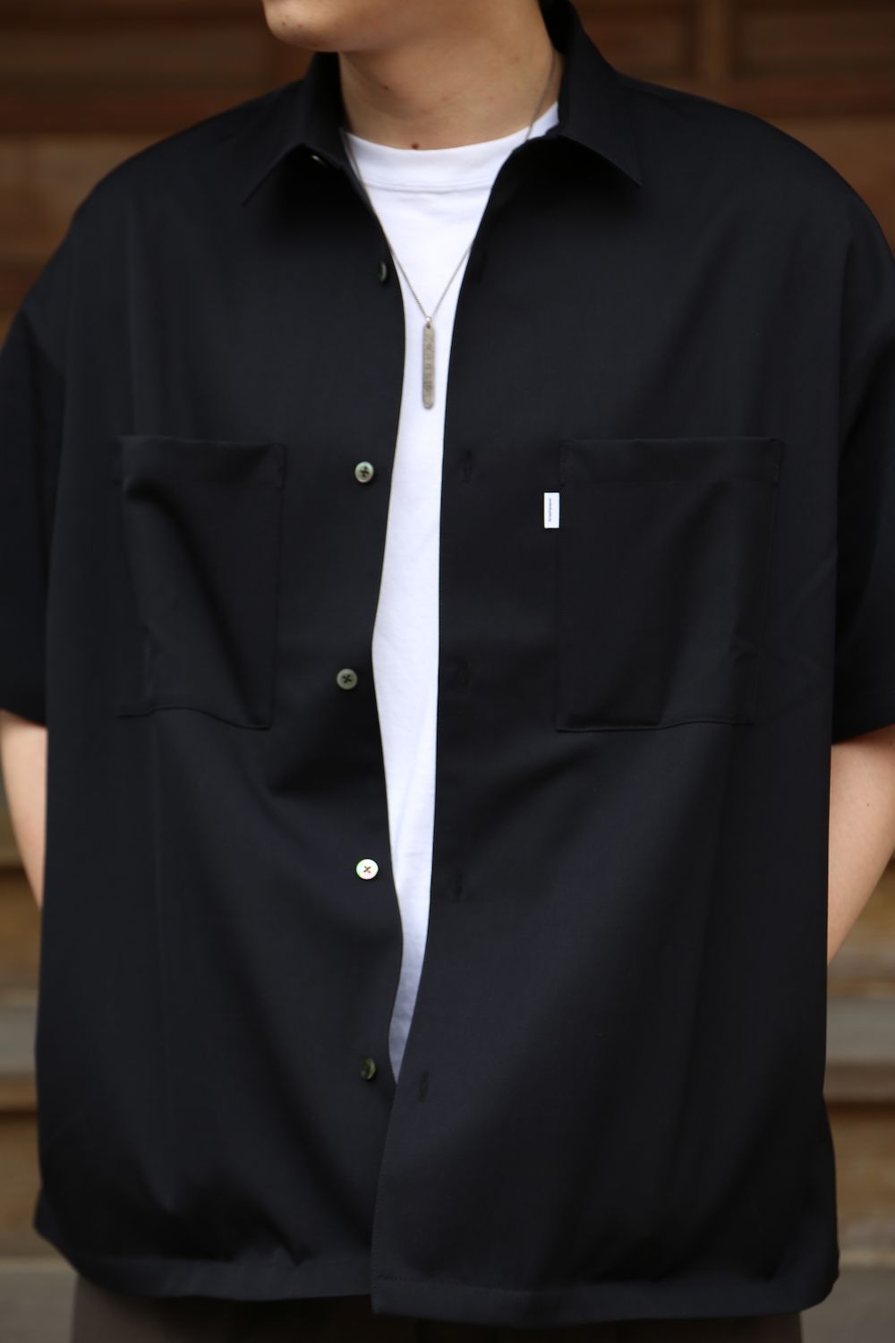 Graphpaper Selvage Wool S/S Oversized Box Shirt(GM212-50260) style