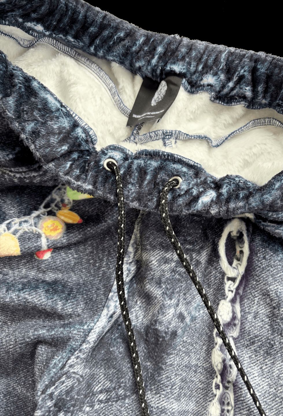 トーキングアバウト ジ アブストラクション 25AW FLEECE DENIM PRINT WIDE PANTS (2526AW-PT-005)BLACK☆新作発売！