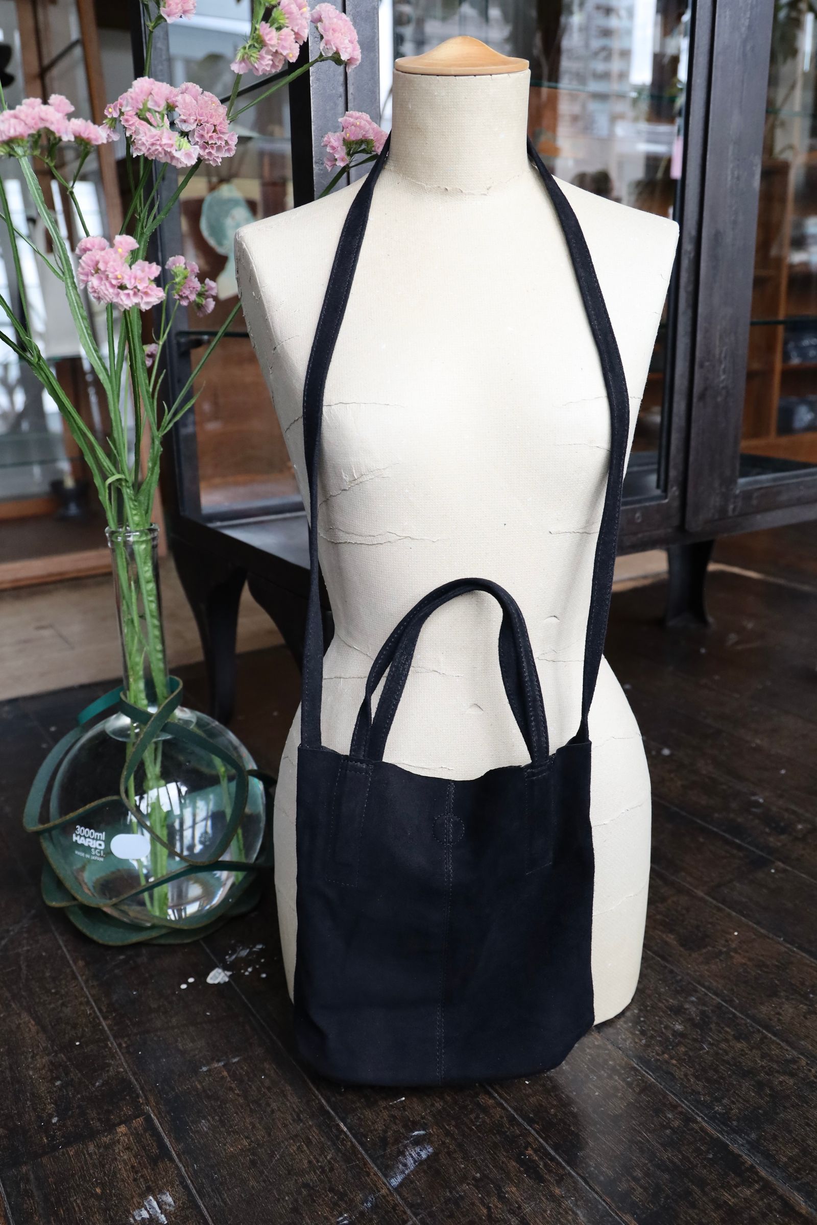 Morphee / モルフェトートバッグ 2WAY SMALL TOTE（LONG)OIL SUEDE BLACK