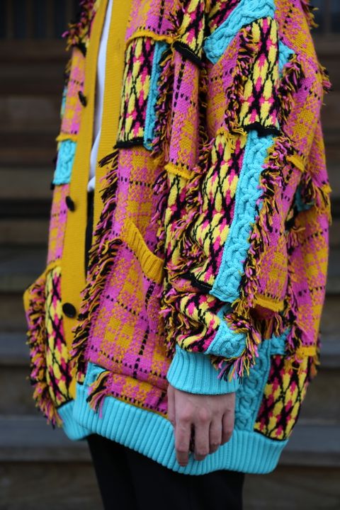 KIDILL 2020 A/W Chaotic Argyle Tartan Cardigan(KL459) "Yellow×Pink" style.2020.7.10.