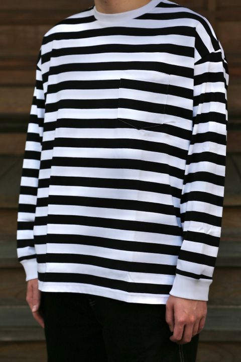 Graphpaper Border L/S Pocket Tee(GM203-70147B) style.2021.3.14.