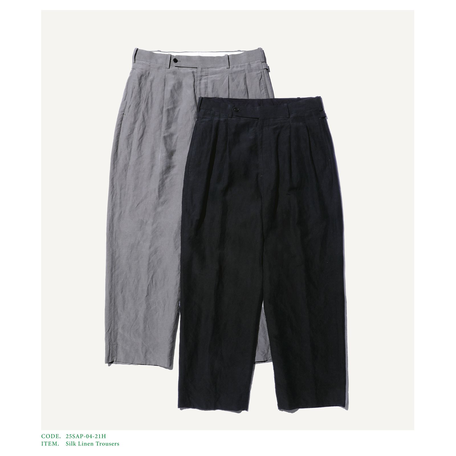 アプレッセ 25SS Silk Linen Trousers(25SAP-04-21H)BLACK