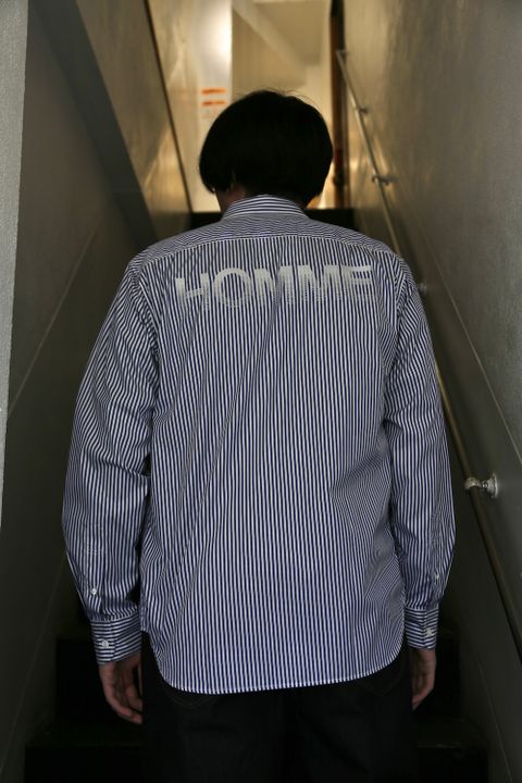 COMME des GARCONS HOMME HOMME刺繍ストライプシャツ(HG-B019-051)style.2021.5.2