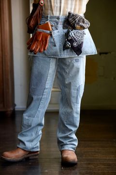 BOW WOW バウワウ HICKORY PAINTER PANTS with SEPARATE APRON(BW251-HPPA)HICKORY STRIPE AGING