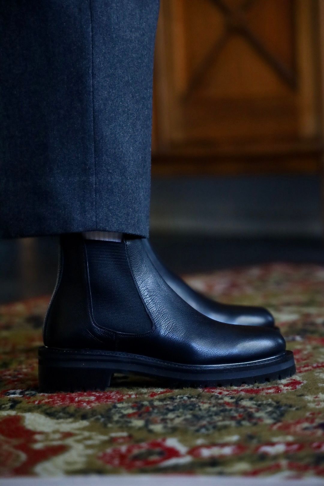 FOOTWORKSフットワークス サイドゴアブーツ Side Gore Boots in Grain Leather(F03-0001_M)BLACK☆新作発売！