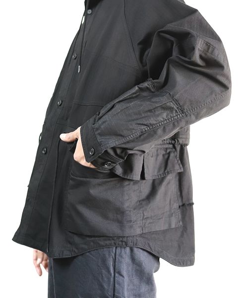 コムデギャルソンオム 24SS 新作ミリタリーフードジャケット style 2024.3.2