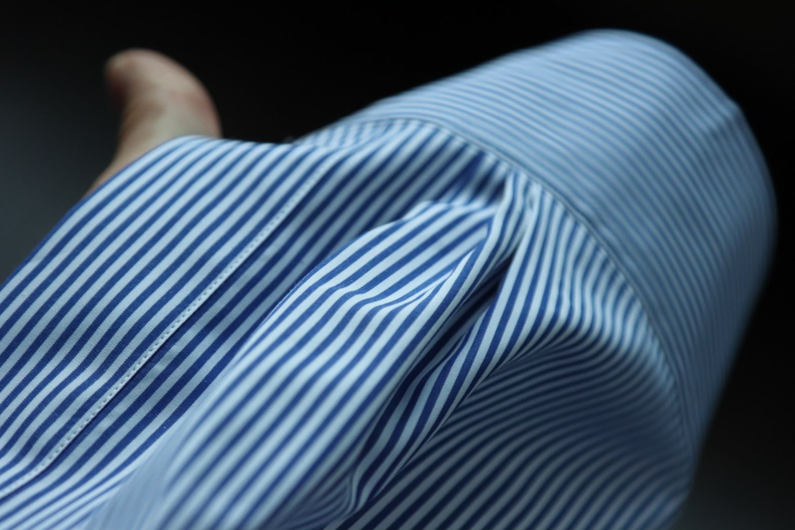 グラフペーパー22AW High Count Broad Stripe Regular Collar Shirt"BLUE STRIPE"スタイル