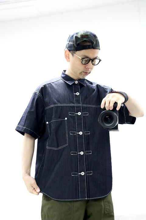 COMME des GARCONS HOMME 26SS綿ライトオンスデニム半袖シャツスタイル