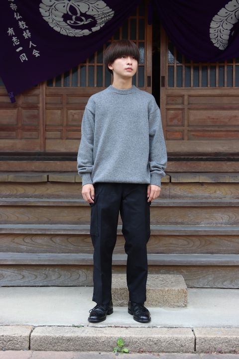 COMME des GARSONS HOMME ラムウール天竺ロゴ刺繍ニット(HH-N007-051) style.2021.09.26