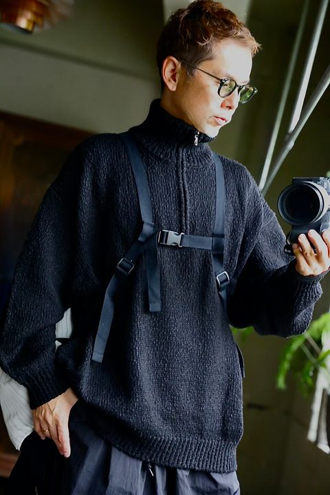Graphpaper Fulled Wool Twill Flight Jacket"BKACK"スタイル