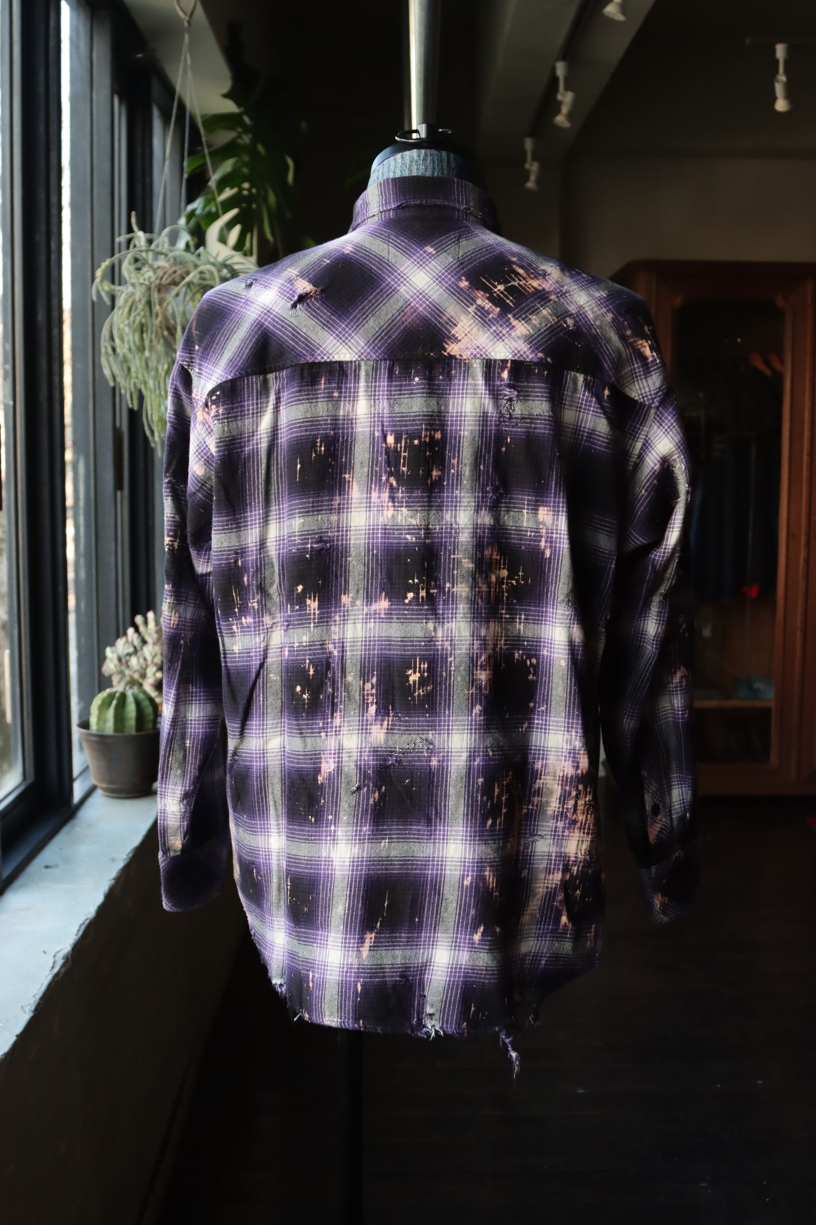 RAFUラフ 24SS Bleached & Damaged shirt(RAFU037)PURPLE