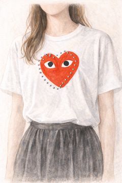 プレイコムデギャルソン スタッズ レッドハートTシャツ (WHITE×RED HEART)☆新作発売！