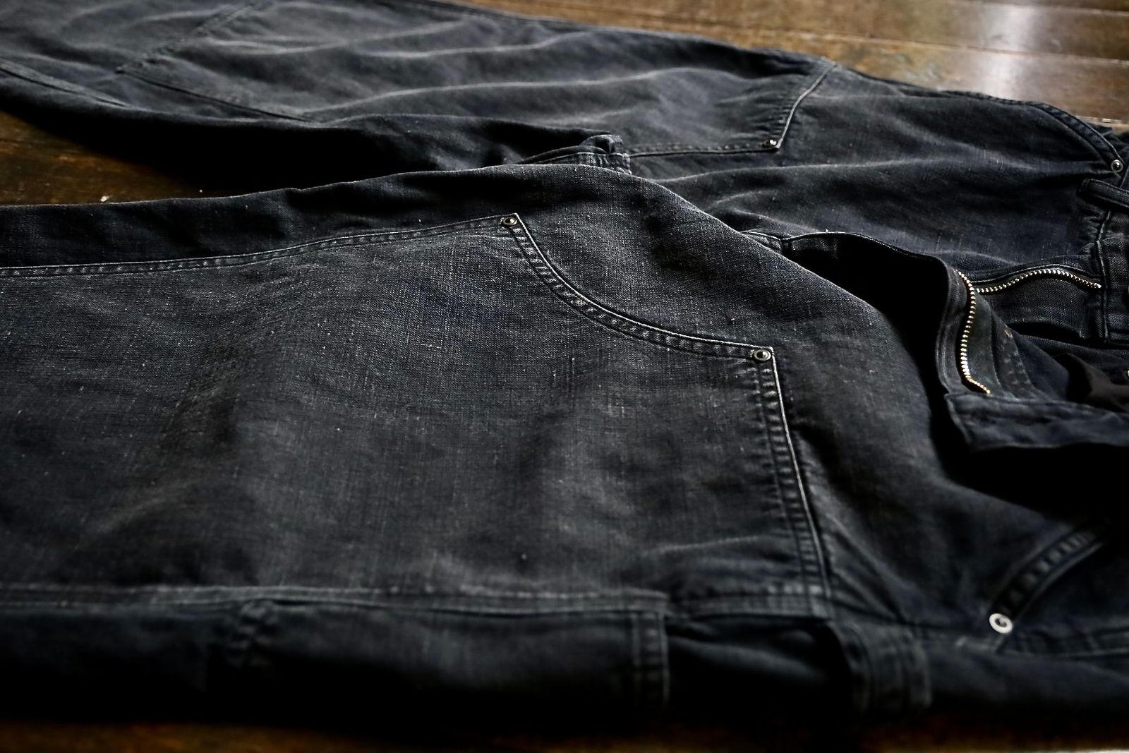 A.PRESSE - Silk Hemp Double Knee Pants( 24AAP-04-10H )BLACK7 A.PRESSE - Silk Hemp Double Knee Pants( 24AAP-04-10H )BLACK7