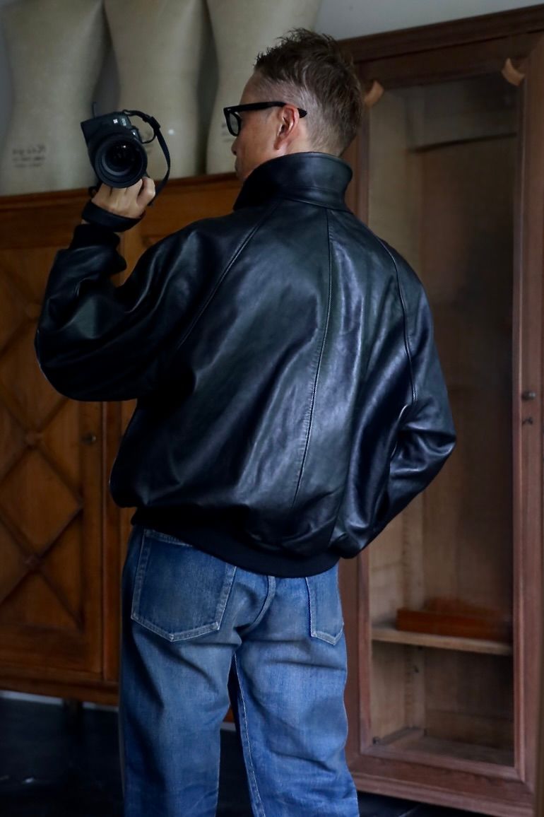 Graphpaper Cow Leather Raglan Blousonスタイル
