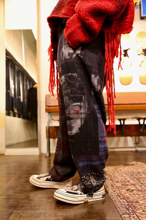 Yohji Yamamoto W-総柄中太パンツstyle.2020.10.6.