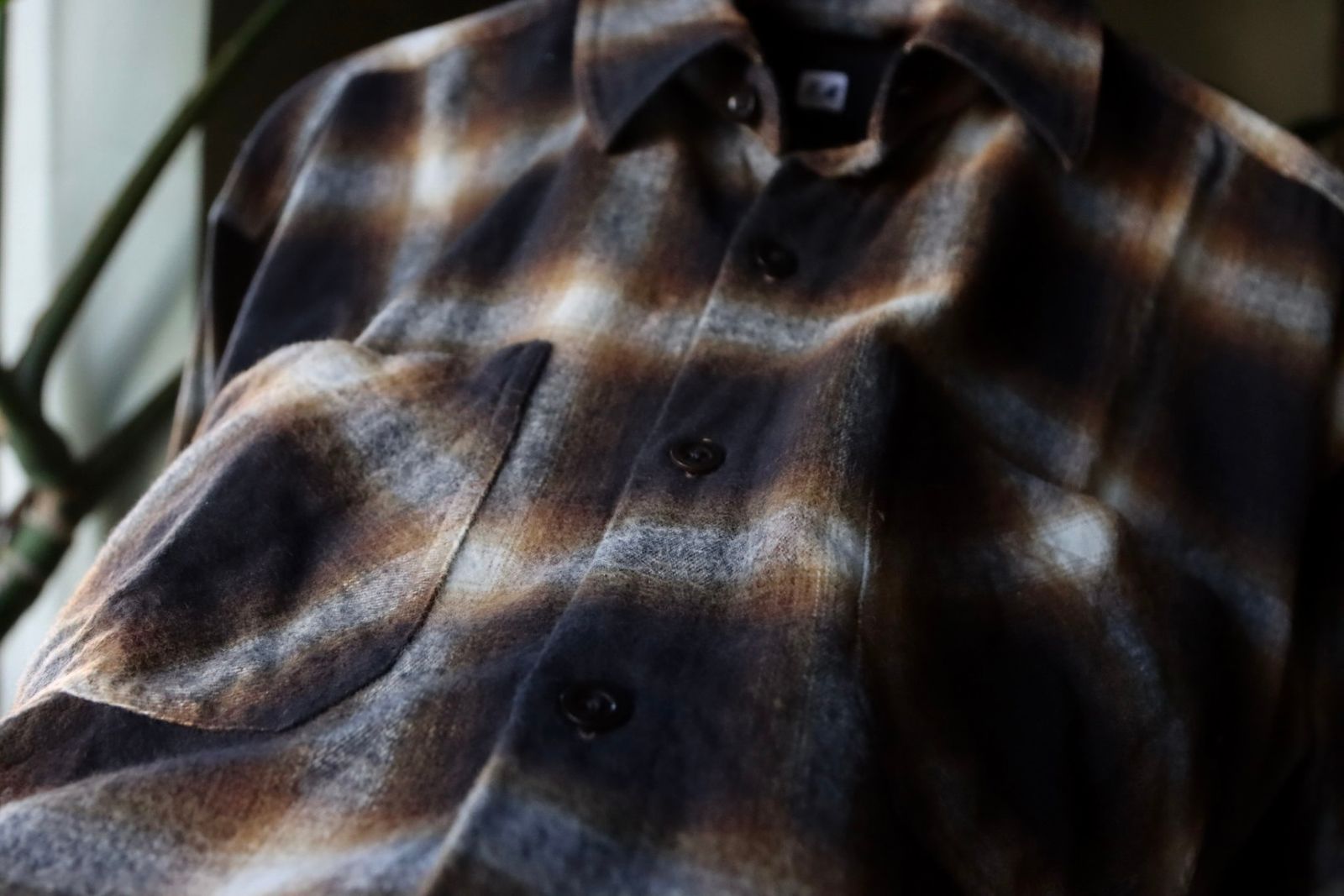 ETS.MATERIAUX / マテリオ22AW Ombre Check Flannel Shirts"BROWN"