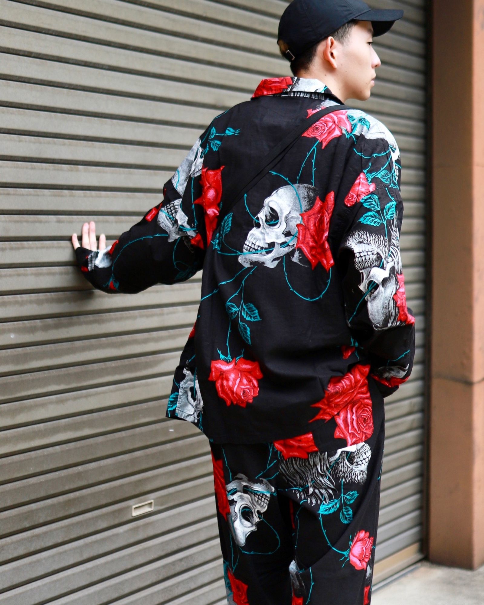 セントマイケル SAINT MICHAEL ×ヨウジヤマモト Yohji Yamamoto  23SS  PAJAMA SHIRT SM-S23-0000-126 スカルローズパジャマ長袖シャツ メンズ M