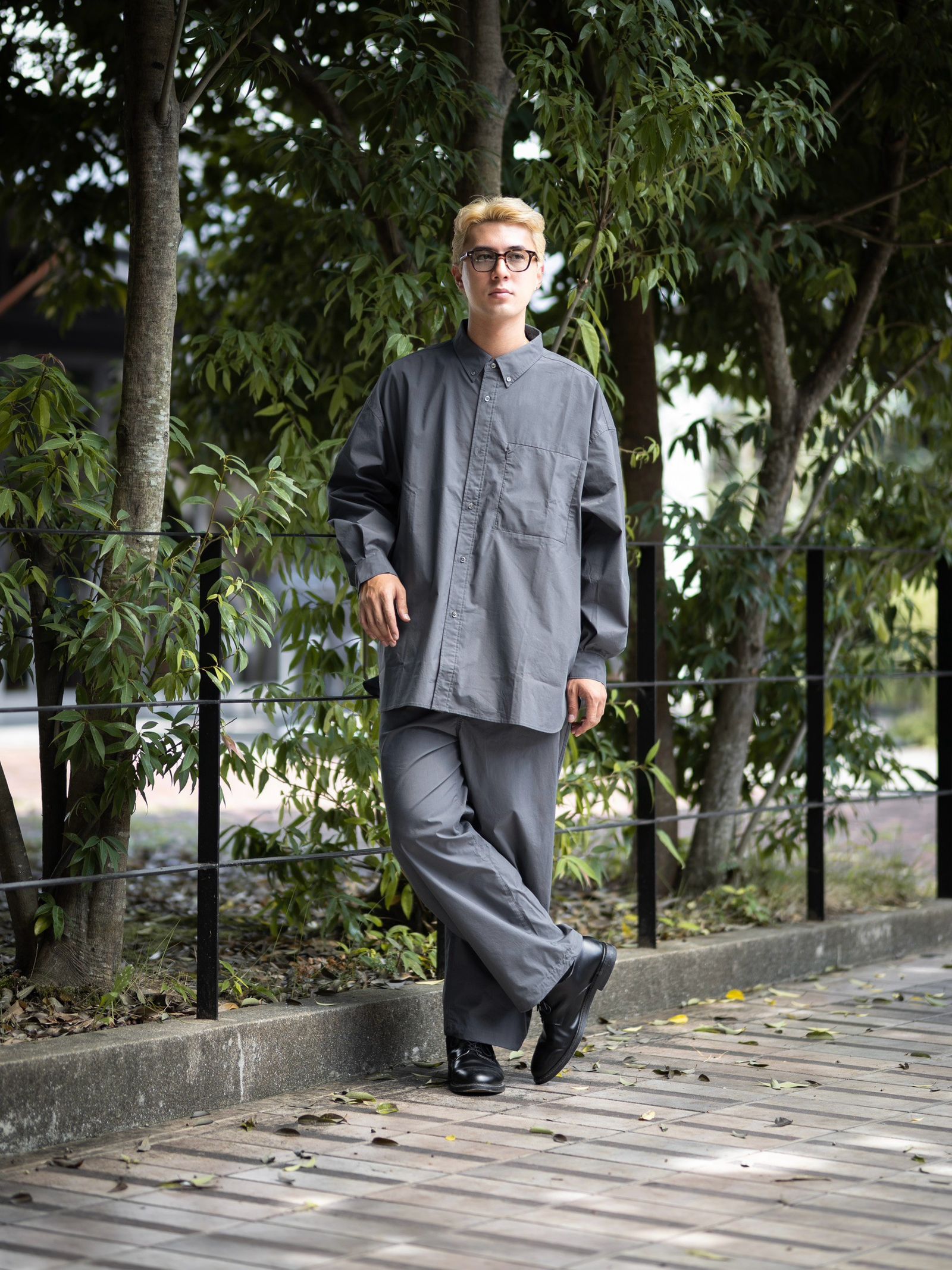 FreshService SOLOTEX® TYPEWRITER UTILITY L/S B.D SHIRT(GRAY) MARKスタイル