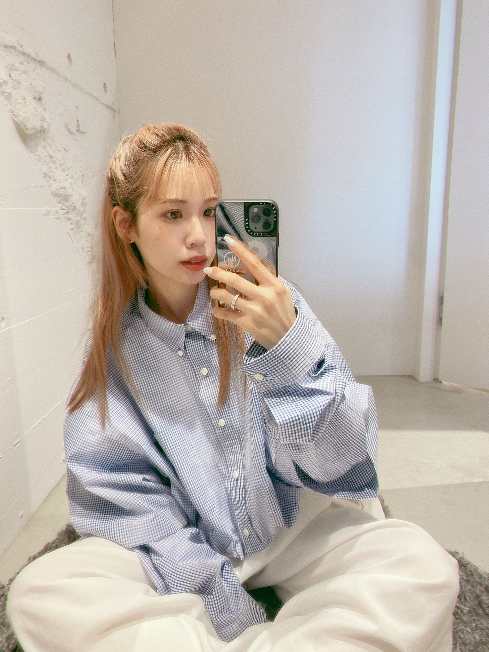 セダンオールパーパスSS24 Detachable Shadow Plaid BD Shirt (SD24S-SH04)Blue Plaid