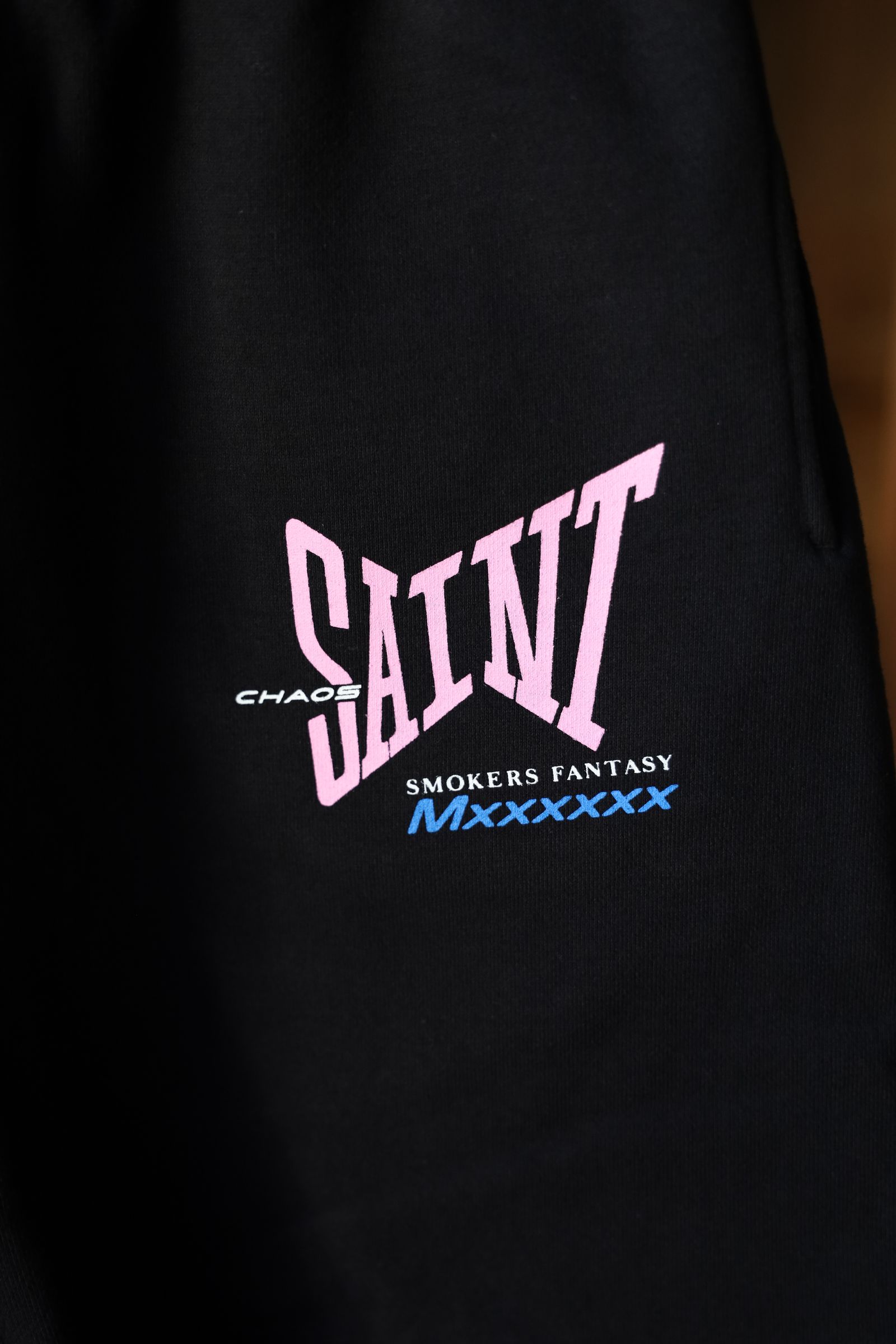 セントマイケル25SS スウェットショーツRIBON SAINT SWEAT SHORTS(SM-HR8-0000-059)BLACK