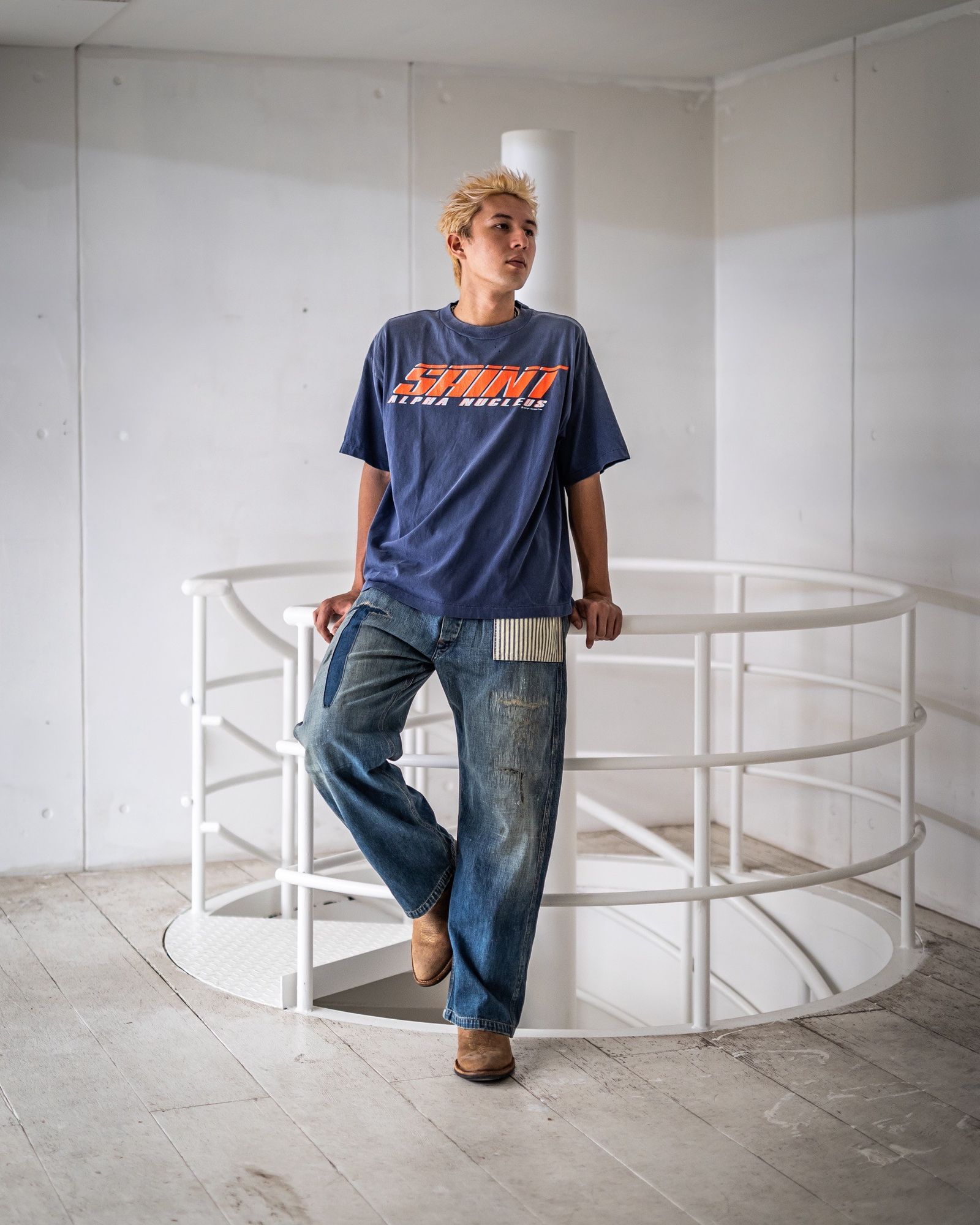 セントマイケル Tシャツ SAINT ALPHA SS TEE(SM-HR1-0000-026)NAVY