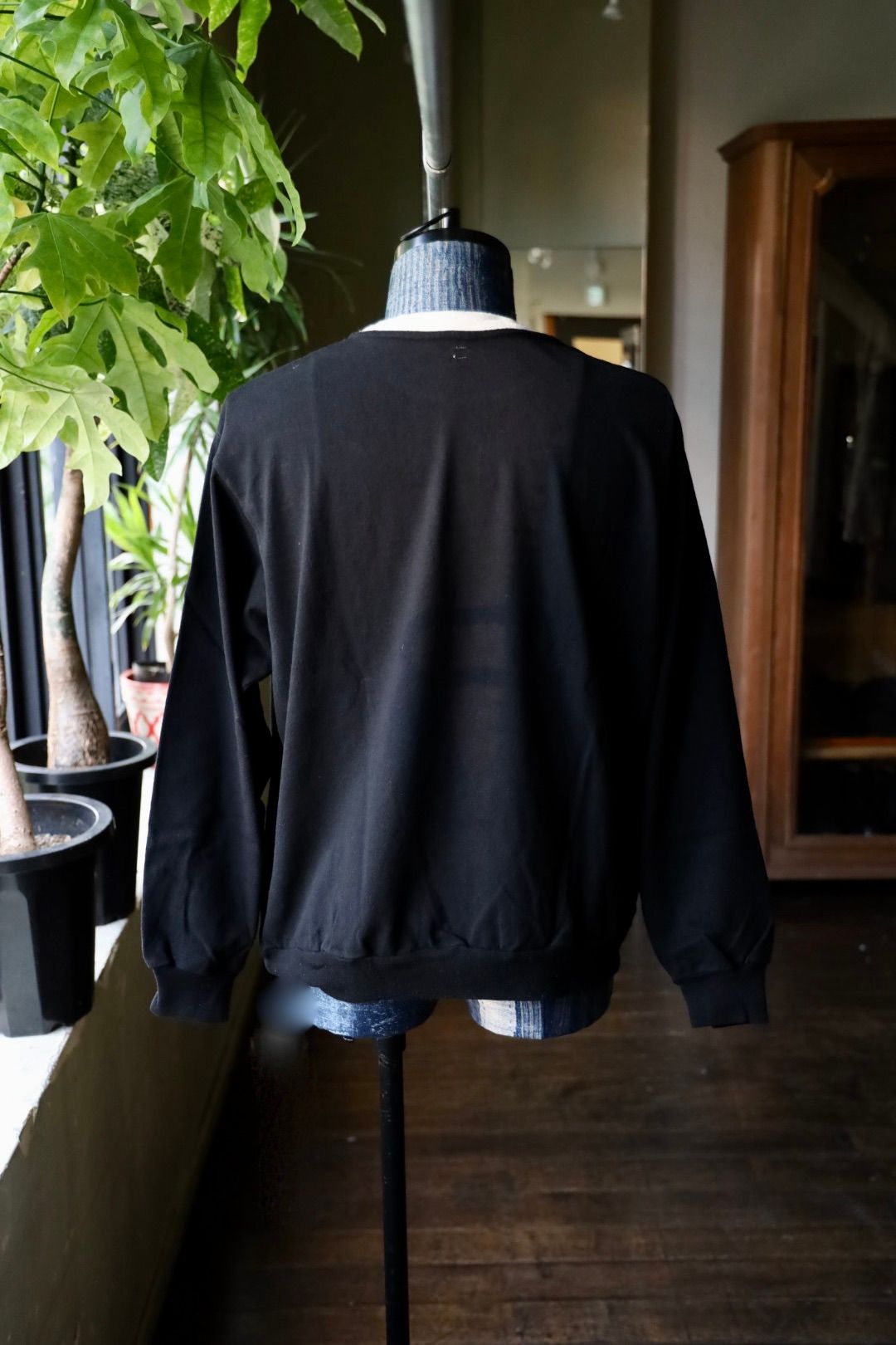 blurhms 25FW Co/Silk Nep Ringer Tee L/S(BHS25F016)Black x Ivory☆8月29日(金)新作発売！