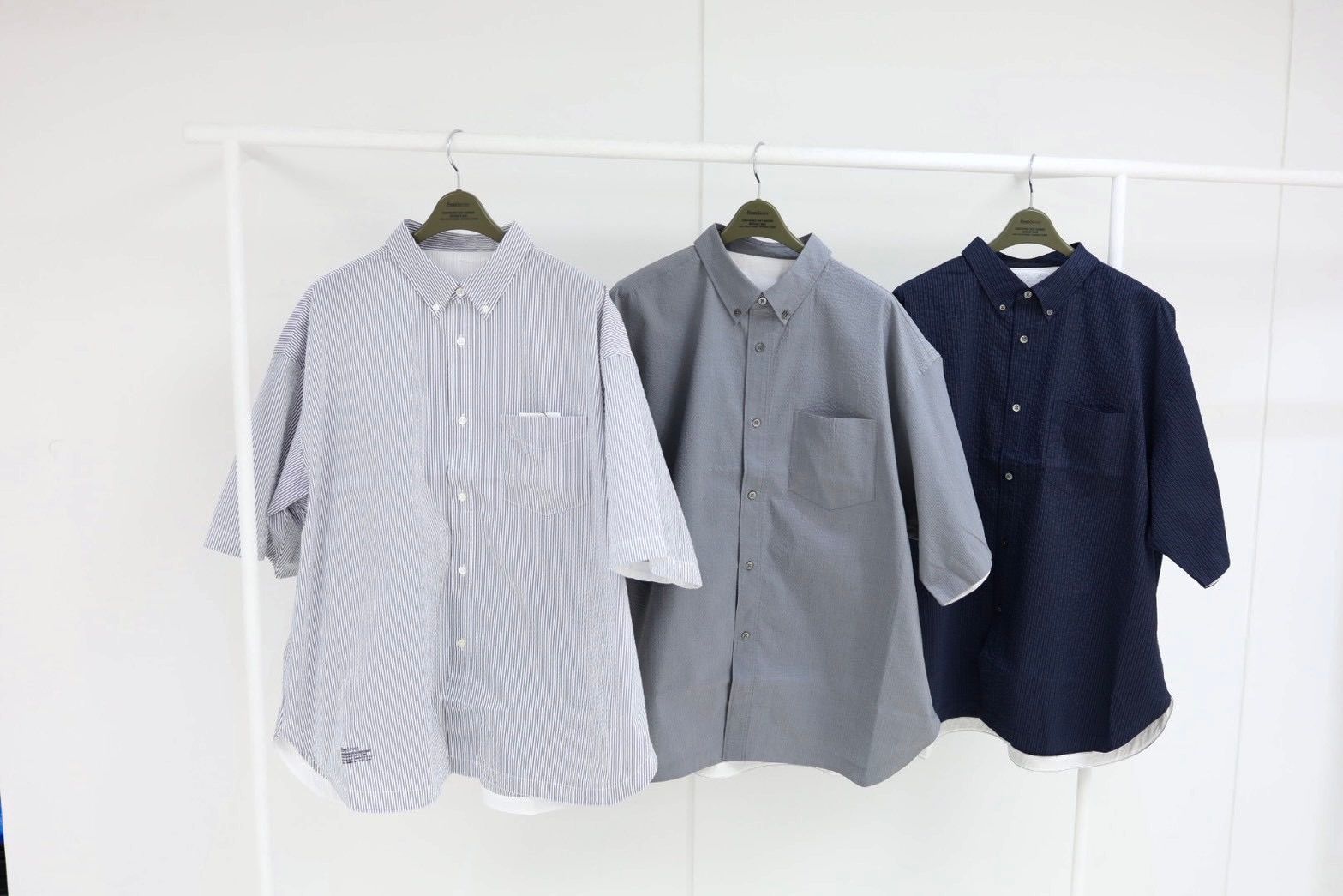 フレッシュサービス SEERSUCKER S/S B.D SHIRT (FSC261-50228)WHITExNAVY★2月14日(土)発売