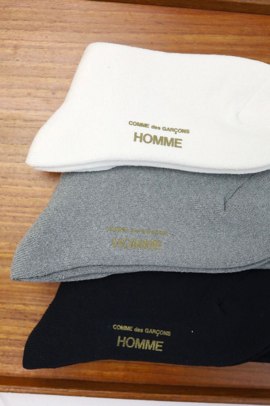 コムデギャルソンオム 綿パイル刺繍ソックス(HQ-K501-051)TOPグレー☆2月6日(金)発売！