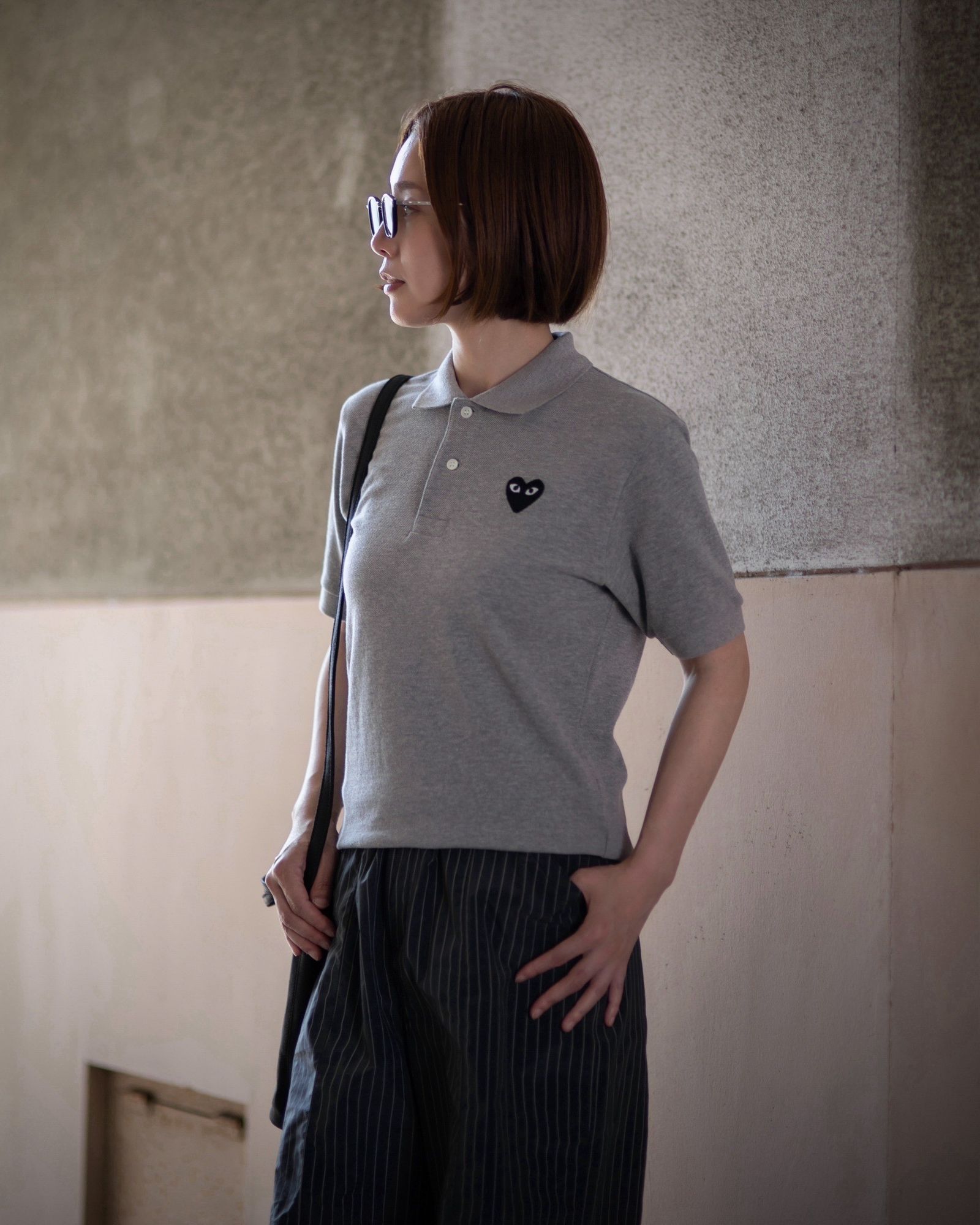 プレイコムデギャルソン　グレー　ポロシャツ PLAY COMME des GARCONS - PLAYプレイコムデギャルソン