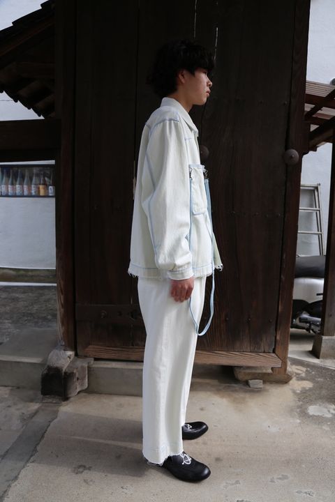 YOKE DETACHABLE POCKET DENIM JACKET&CUT-OFF WIDE-LEGGED DENIM TROUSERS style. 2021.03.27.