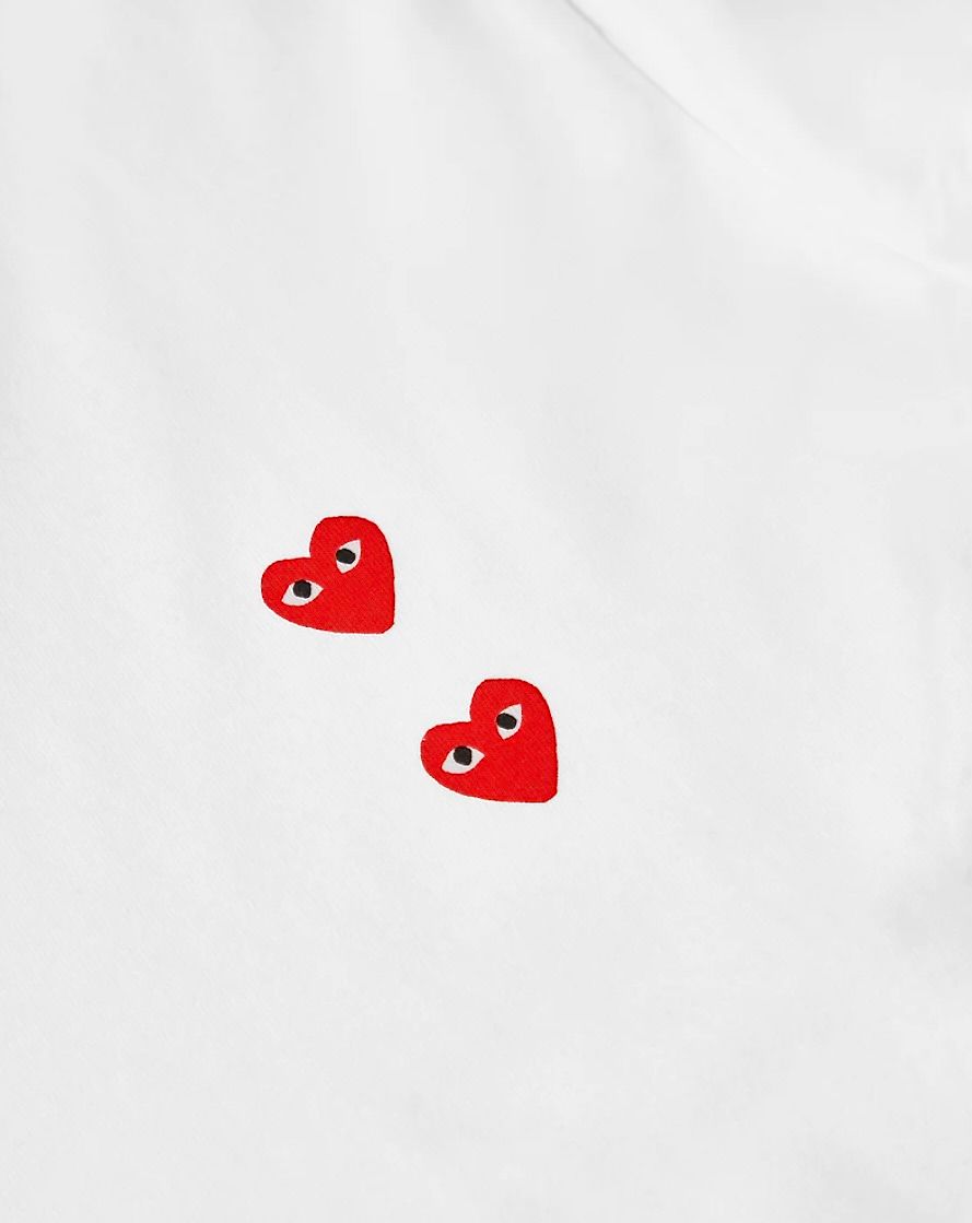 プレイコムデギャルソン PLAY VERTICAL 4 HEART L/S T-SHIRT RED HEART(AX-T339-051)WHITE -  XS